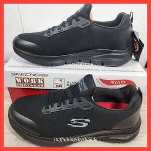 NIB Skechers Men's‎ Arch Fit Black Work Shoes 888038/BLK Size 11.5 Slip Resist
